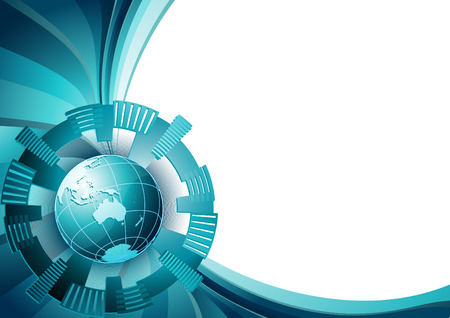 vector illustration - globe on a blue abstract backgroundのイラスト素材