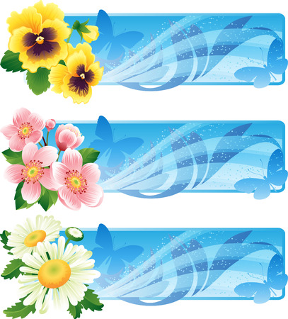 Vector illustration - Flower bannersのイラスト素材