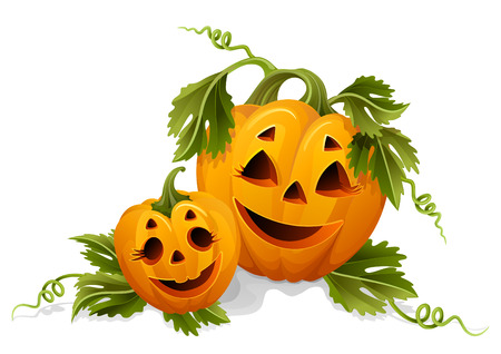 Vector illustration - two halloween pumpkinsのイラスト素材