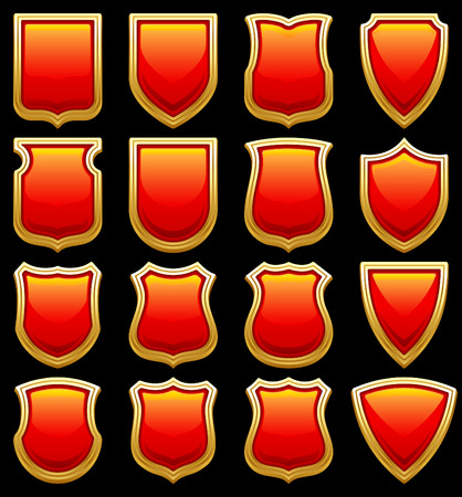 Vector illustration - red shields icon setのイラスト素材
