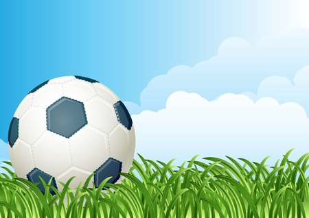 illustration - soccer ball on a green grassのイラスト素材