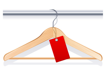 Vector illustration - clothing hanger with  red tagのイラスト素材
