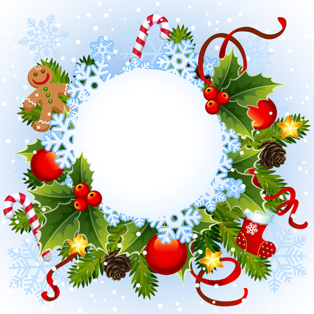  illustration -Christmas frame with snowflakeのイラスト素材