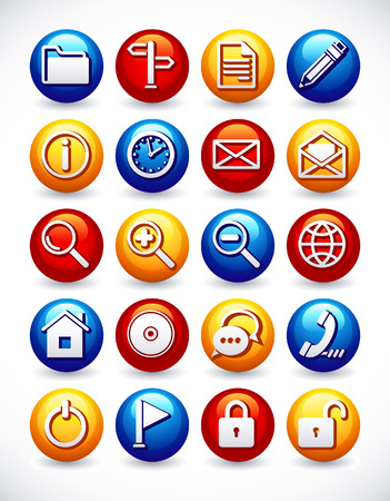 Vector illustration -  Glossy web icon setのイラスト素材