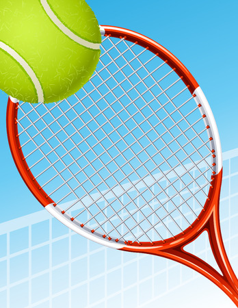 Vector illustration - Tennis racket and ballのイラスト素材