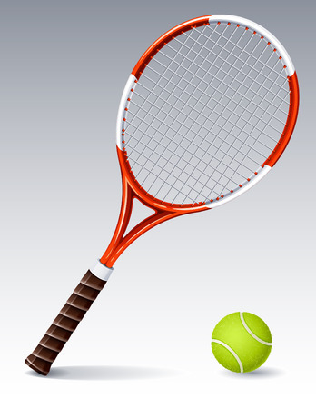 Vector illustration - Tennis racket and ballのイラスト素材