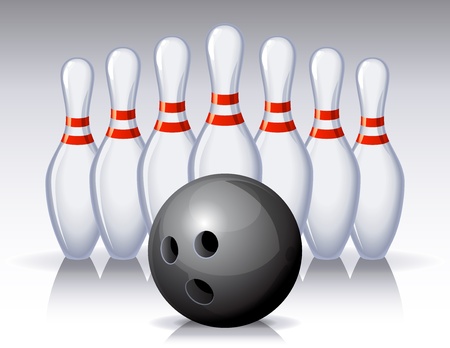 Vector illustration - bowling pins and ballのイラスト素材