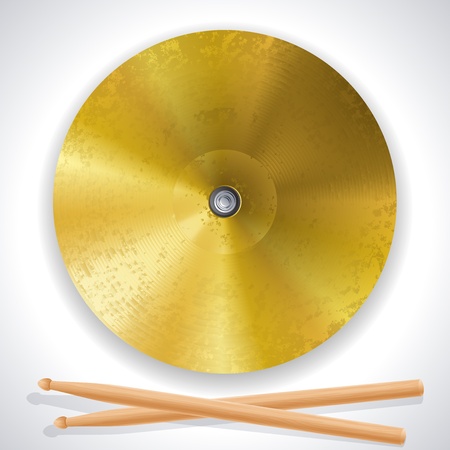  brass cymbals and drumsticksのイラスト素材