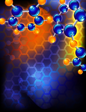 illustration - abstract background with molecular structure のイラスト素材