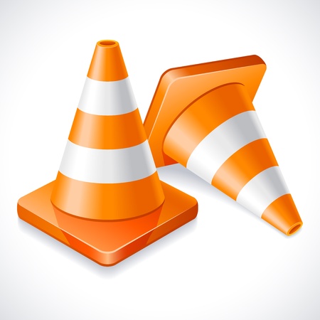 Two orange traffic conesのイラスト素材