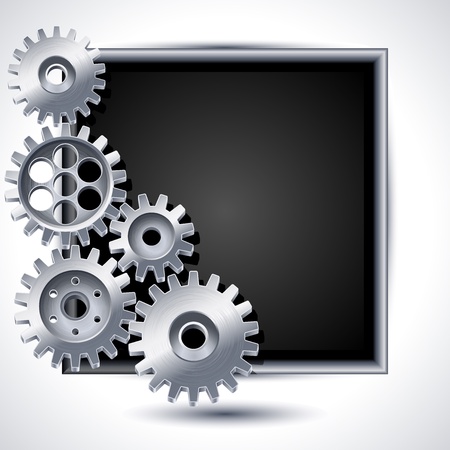 Illustration - gears and black chalkboardのイラスト素材