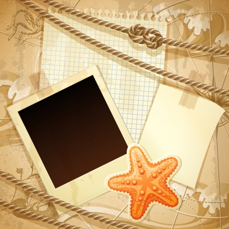 Vector illustration - vintage nautical scrapbook background, eps10のイラスト素材