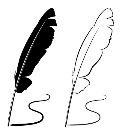 Vector illustration - black and white feathersのイラスト素材