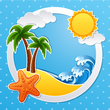 illustration of Tropical island scrapbook backgroundのイラスト素材
