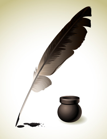illustration of Quill Pen with inkwellのイラスト素材