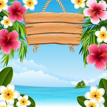 tropical landscape with flowersのイラスト素材