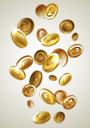 Vector illustration - falling golden coinsのイラスト素材