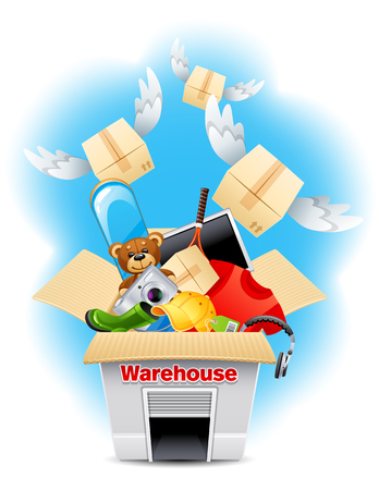 Vector illustration - warehouse packing and storage or movingのイラスト素材