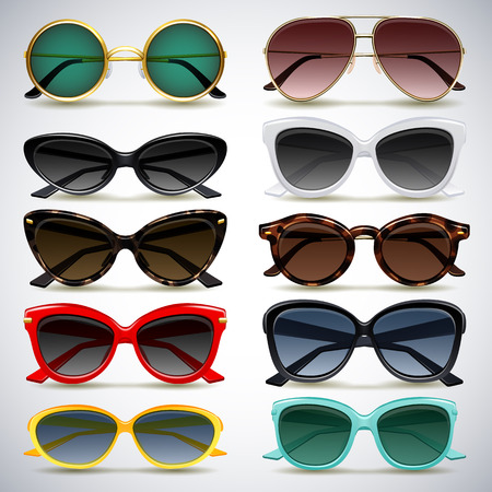 Vector illustration - colorful sunglasses icons setのイラスト素材