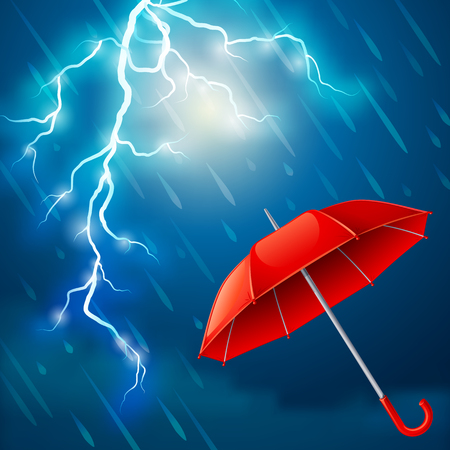 Vector illustration - umbrella protection from thunderstormのイラスト素材