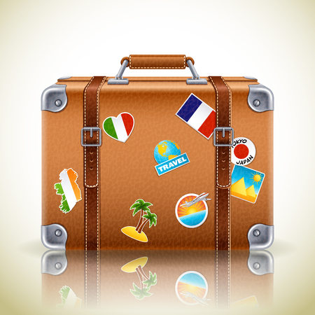 Vector illustration - Leather brown vintage suitcase for travel,eps10.のイラスト素材