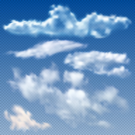 Vector illustration - set of realistic vector clouds  Isolated on transparent background. EPS 10の写真素材