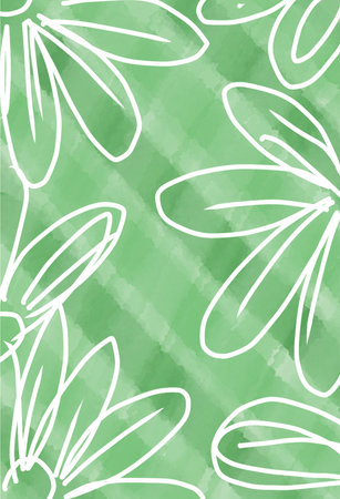 seamless pattern with flowers on a green watercolor background.の写真素材