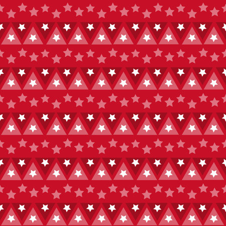Seamless pattern with stars on red background. Vector illustration.の写真素材