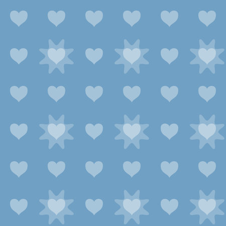 Seamless pattern with hearts on a blue background. Vector illustration.の写真素材