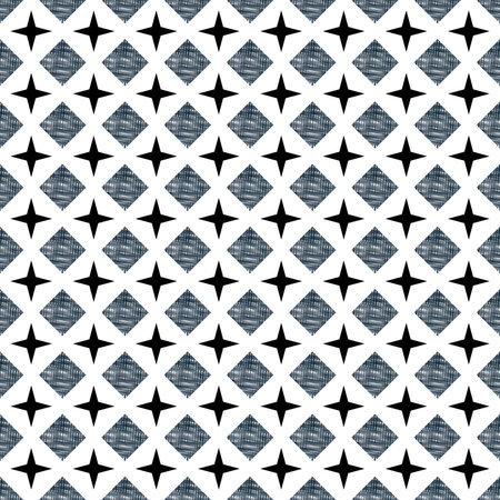 Seamless vector pattern. Black and white geometrical background with hand drawn decorative tribal...