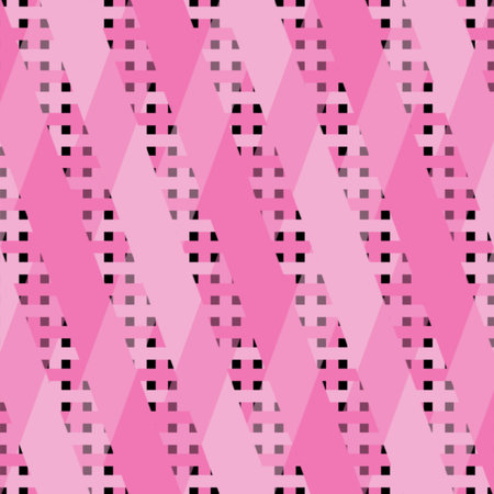 Seamless abstract geometric pattern in pink and black tones. Vector illustration.