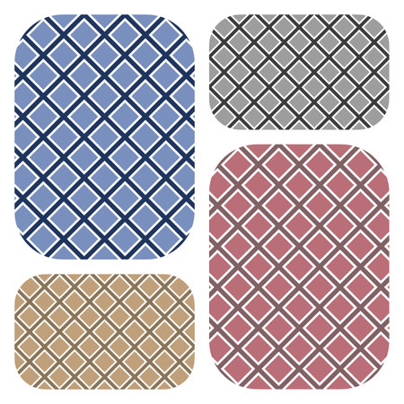Set of simple geometric seamless patterns with rhombuses and squares. Vector illustrationの写真素材