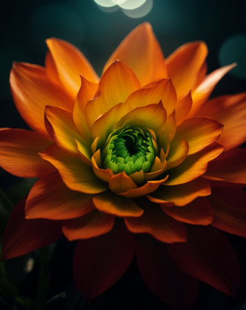 Beautiful orange flower on dark background. Close up. Selective focus.の素材