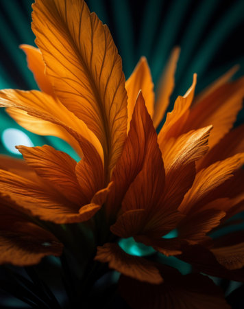 Beautiful orange hibiscus flower on a dark background.の素材