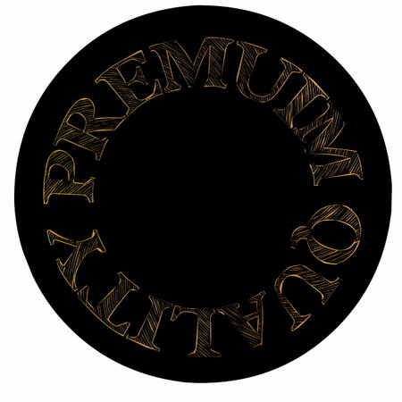 Vintage label with the words premium quality written inside the circle.の写真素材