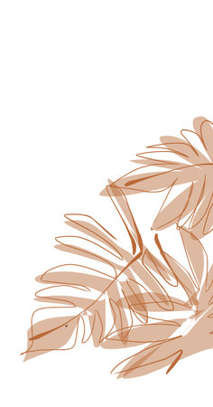 Tropical background with palm leaves. Vector hand drawn illustration.の素材
