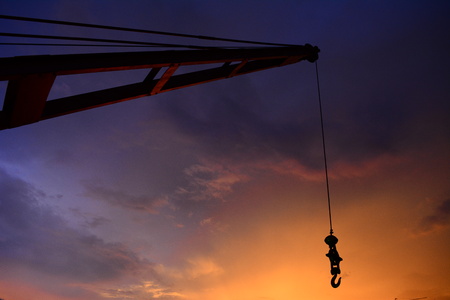 Metal hang with evening skyの写真素材