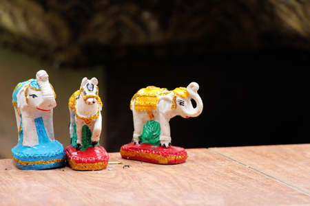 Horse and elephant in Thai style carvedの写真素材