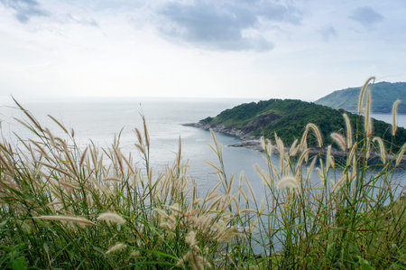 Top view scene of Phromthep cape in Andaman sea at Phuket, Thailand