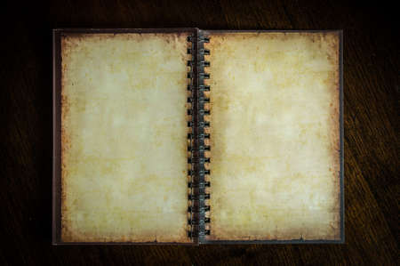 Vintage paper book with space on wooden background, Book Texturedの写真素材