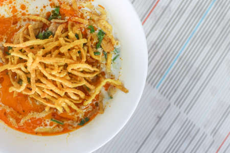 Thai northern style chicken curry noddleの写真素材