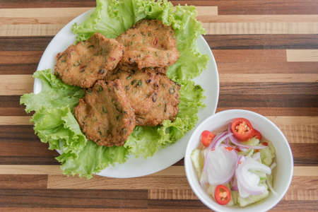 Thai food - Fried Spicy Fish Cake : in Thai language called Tod Mun Plaの写真素材