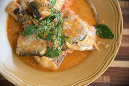 Thai spicy food - Fish Red Curry dishの写真素材