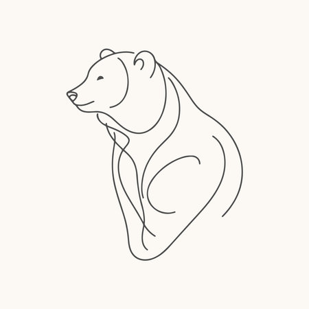 Polar bear. Hand drawn line art style. Vector illustration.のイラスト素材