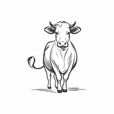 Vector image of a bull on a white background. Farm animal.のイラスト素材