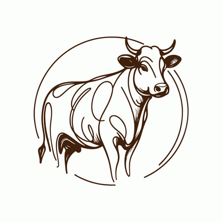 Vector illustration of a cow on a white background. Farm animal.のイラスト素材