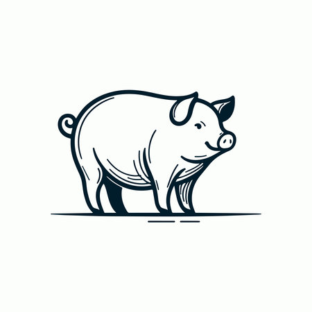 Pig icon. Vector illustration of a pig on white background.のイラスト素材