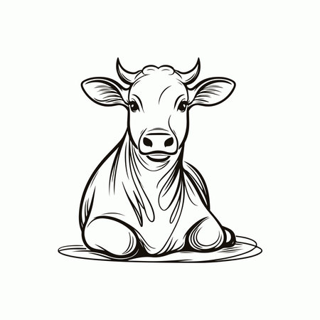 Vector illustration of a cow. Isolated on a white background.のイラスト素材