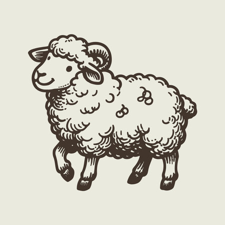 Sheep doodle vector illustration. Hand drawn sketch of a sheep.のイラスト素材
