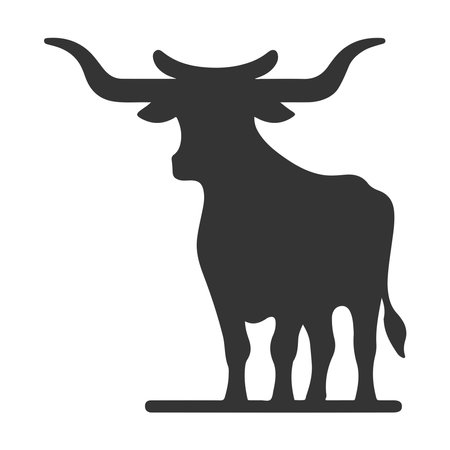 Bull black simple icon on white background for web design, mobile appのイラスト素材